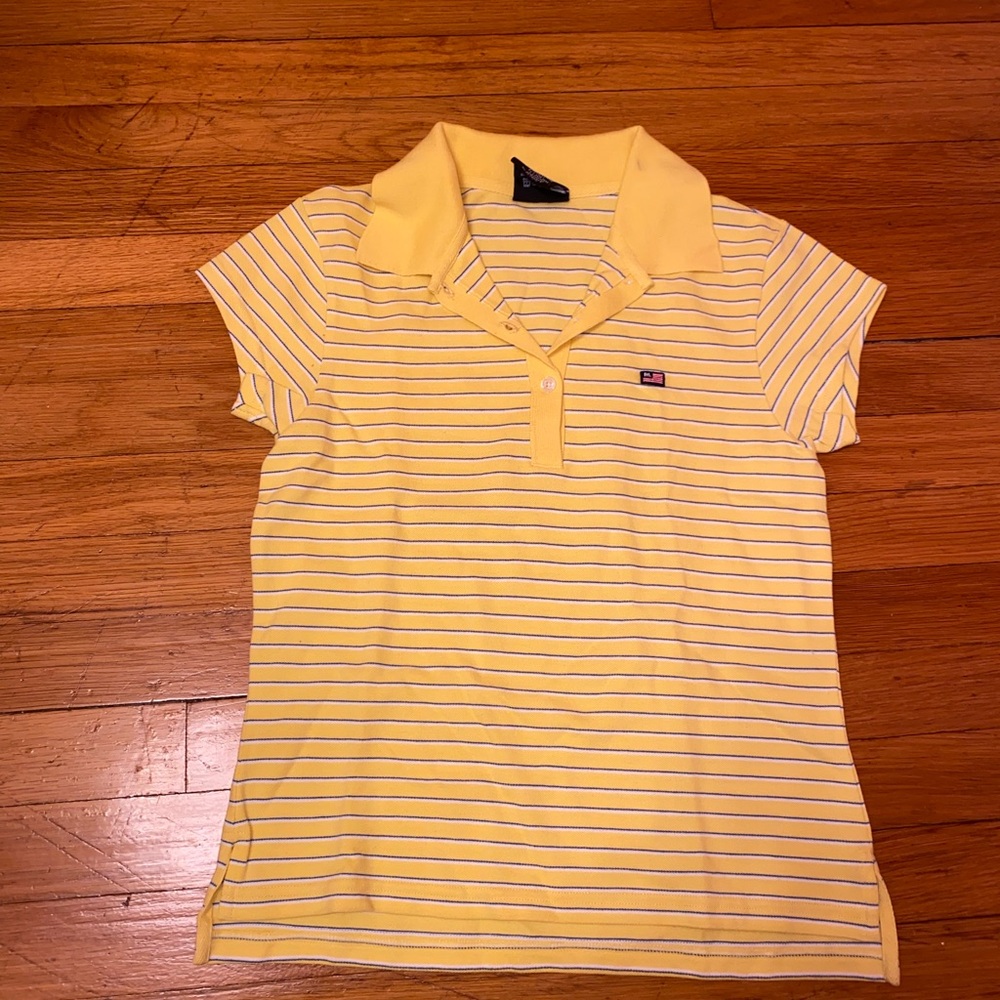Polo Jeans Co. Ralph Lauren Yellow and Blue Striped Polo Shirt - Picture 1 of 2